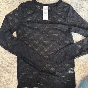 brandy melville black lace long sleeve top
